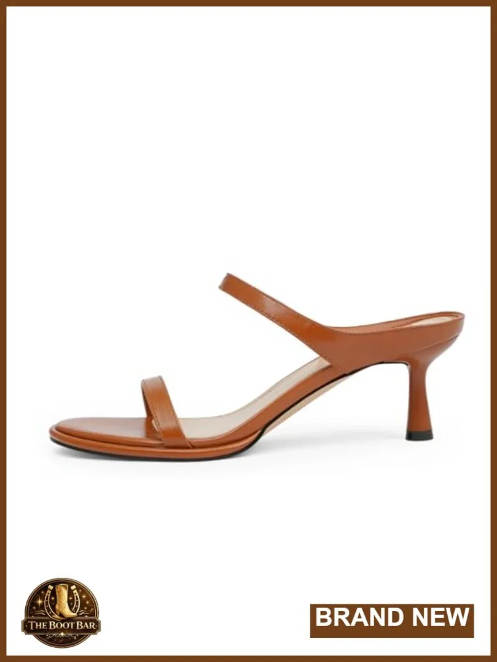 Women's Kitten Heel Sandals Two Strap Faux Leather Slip On Open Toe Heels